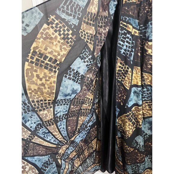 Lane Bryant Sun Dress 28 Brown Halter Maxi Babydoll Y2K Mosaic Patchwork Boho - Picture 9 of 16